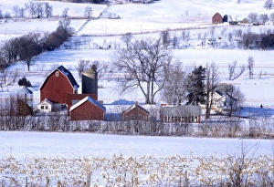 Silo Prints: Winter farm scene in central Wisconsin