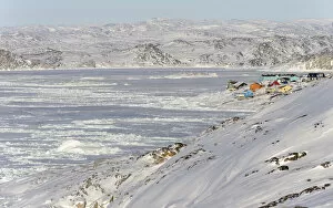 Greenland Gallery: Winter in Ilulissat on the shore of Disko Bay. Greenland, Denmark