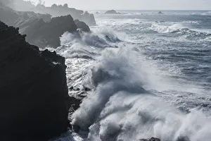 Images Dated 2nd November 2005: Winter storm watching, Shore Acres State Park, Southern Oregon Coast, USA