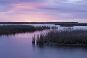 Wet Land Prints: Winter sunrise over Welder flats along the Texas intracoastal waterway, Espiritu Santo bay