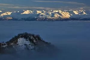 Winter sunset, Kenai Mountains, from Homer, Alaska