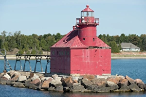 Images Dated 6th September 2012: Wisconsin, Door County, Sturgeon Bay. North Pierhead Lighthouse, built in 1882, located