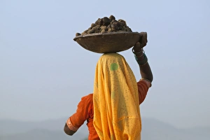 Fuel Prints: Woman carrying load on head, Pushkar, Rajasthan, India