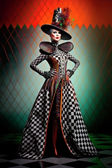 Robe Prints: Woman dressed in harlequin fashion