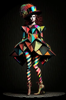 Shoe Prints: Woman dressed in harlequin fashion