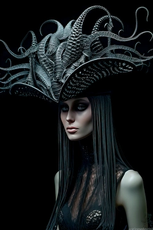 Woman in futuristic fashion hat. &copy;Jim Zuckerman / Jaynes Gallery / DanitaDelimont.com