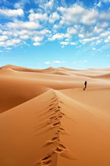One Person Prints: Woman alone in the Sahara Desert