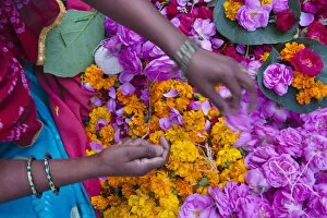 Woman selling flower, Pushkar, Rajasthan, India