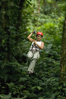 Cable Prints: Woman ziplining, Aventuras del Sarapiqui, Costa Rica. (MR)