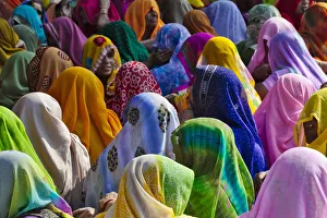 Images Dated 6th November 2006: Women in colorful saris gather together, Jhalawar, Rajasthan, India