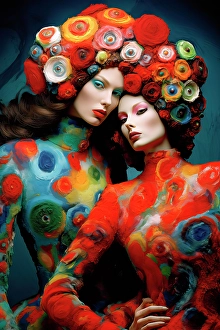 Multicolor Prints: Women in wild costumes. ©Jim Zuckerman / Jaynes Gallery / DanitaDelimont.com (AI)