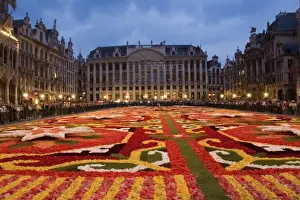 Belgium Prints: Wonderful night exposure of the beautiful Grand Place with the famous Flower Carpet
