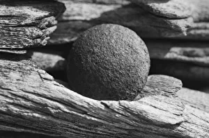 Wood and metal ball abstract