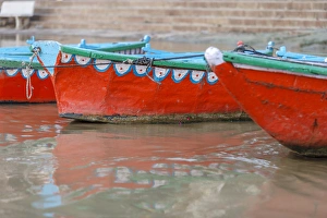Images Dated 26th September 2005: Wooden boats in Ganges river, Varanasi, India
