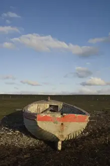 Images Dated 10th September 2009: Wooden dingy, Pebble Island, off north coast of West Falkland, Falkland Islands