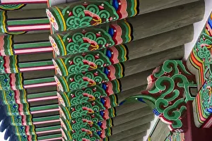 Korean Prints: Wooden roof, Hwaseong Haenggung palace in the Unesco world heritage sight the fortress of Suwon