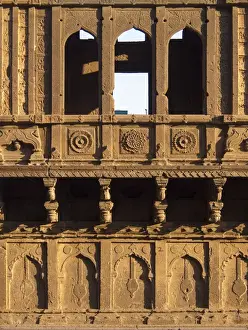 South Asia Prints: Detail work in Jal Mandir (Jal Mahal) (water pavilion now dried up) in Bijapur, Karntaaka