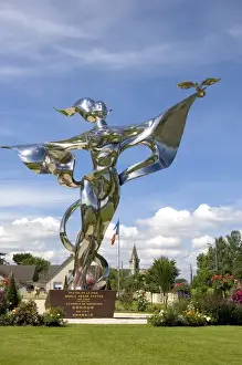 World War Ii Prints: World Peace Statue at Grandcamp-Maisy in the region of Basse-Normandie, France