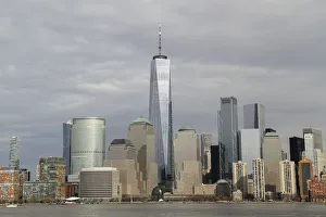 Prints of One World Trade Center and other Manhattan skyscrapers seen from across the Hudson River in Jersey City, New Jersey Images Dated 2018 December: One World Trade Center and other Manhattan skyscrapers seen from across the Hudson