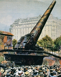 Engraving Prints: WORLD WAR (1914-1918). BIG BERTHA M42. German gun used to bombard Paris from over 100 km