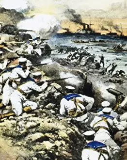Fight Prints: World War I (1914-1918). Austrian troops land on Palagruza island. July 1915