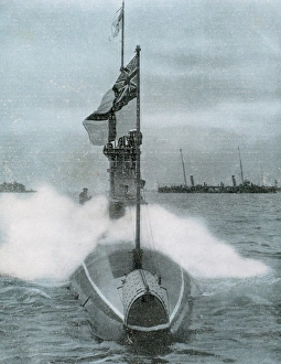 British Army Prints: World War I (1914-1918). The British submarine E-8