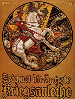 Contemporary Age Prints: World War I (1914-1918). German poster inviting people to join the war loan. It was