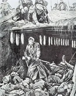 Dead Prints: WORLD WAR I (1914-1918). Trench taken by the allies to the Germans in Flanders lines. 1915