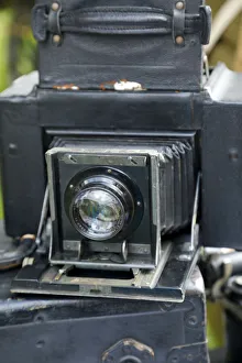 Silver Prints: World War One re-creation and history. Close-up of old bellows-style camera