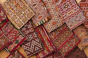 Woolen Prints: Woven fabric, Fes medina, Morocco