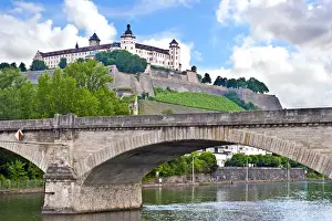 Riverside Prints: Wurzburg, Bavaria, Germany, Marienberg Fortress (Festung Marienberg) and a bridge