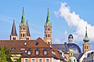 Wurzburg Prints: Wurzburg, Bavaria, Germany skyline view of the city of Wurzburg with its cathedral