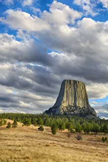 Weather Prints: WY, Devils Tower National Monument, Devils Tower