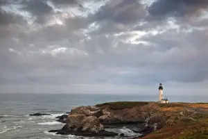 Newport Prints: Yaquina Head Lighthouse built in 1873 and 93 feet tall near Newport, Oregon, USA
