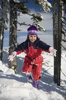 Little Prints: Four year old girl playing in the snow at Mt. Rainier National Park, Washington (MR)