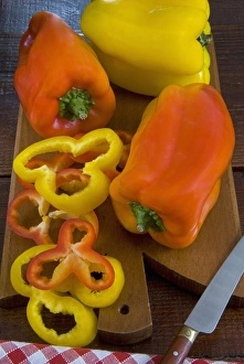 Vegetable Prints: Yellow and red peppers or bell pepper, or sweet pepper