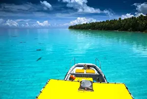 Images Dated 13th May 2011: Yellow sundeck of a boat in the Ant Atoll, Pohnpei, Micronesia