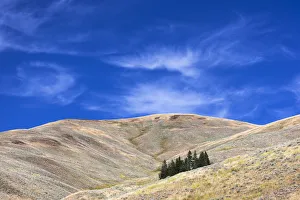 Yellowstone National Park, Lamar Valley. Beautiful clouds dot the sky above the valley