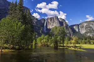 Flowing Prints: Yosemite Falls above the Merced River, Yosemite National Park, California, USA