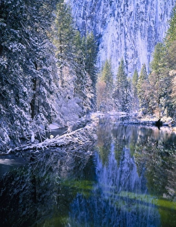 Images Dated 31st August 2010: Yosemite National Park, California. USA. Fresh snow along Merced River. Yosemite Valley