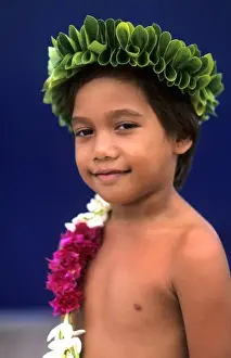 Young boy colorful dancer in Tahiti in French Polynesia in the South Pacific Rim (MR)