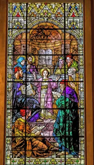 Miami Prints: Young Jesus preaching stained glass Gesu Church