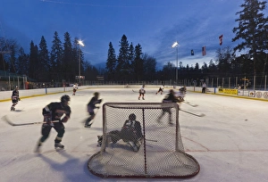 Sport Prints: Youth hockey action at Woodland Park in Kalispell, Montana, USA