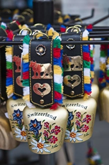 Souvenir Prints: Zermatt, Switzerland. Cowbell souvenirs in Zermatt