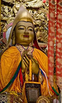 Buddhism Prints: Zhong Ke Ba, Famous Monk, Founder of Yellow Hat Buddhism Altar Offerings Yonghe Gong