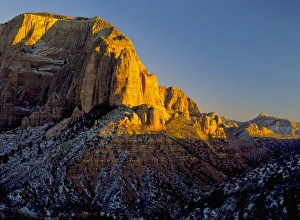 Colorado Plateau Prints: Zion National Park, Utah. USA. Timber Top Mountain at sunset in winter. Kolob Canyons