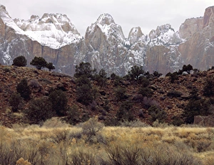 Powerful Prints: Zion National Park, Utah. USA. Towers of the Virgin in winter. Zion Canyon