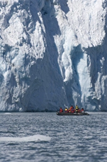 Zodiac Prints: Zodiac with iceberg in the ocean, Antarctica