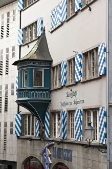 Swiss Prints: Zurich, Switzerland. Decorative balcony in Old town